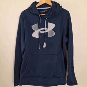 UNDER ARMOUR Pullover Drawstring Hoodie In Navy & Grey Size Large